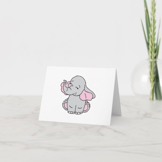 Roze handtekening Elephant Pattern Cartoon Bedankkaart (Voorkant)