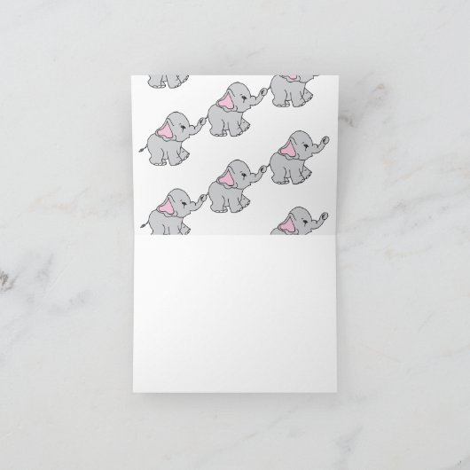 Roze handtekening Elephant Pattern Cartoon Bedankkaart (Binnen)