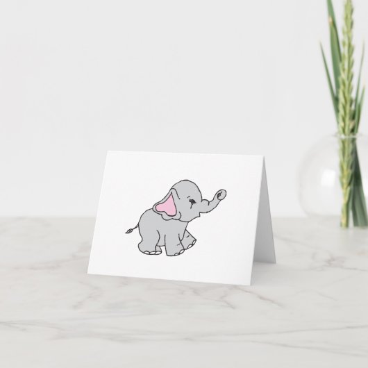 Roze handtekening Elephant Pattern Cartoon Bedankkaart (Voorkant)