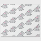 Roze handtekening Elephant Pattern Cartoon Cadeaupapier (Vlak)