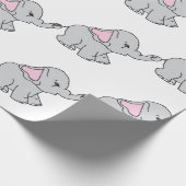 Roze handtekening Elephant Pattern Cartoon Cadeaupapier (Hoek)