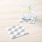 Roze handtekening Elephant Pattern Cartoon Kartonnen Onderzetters (Insitu)