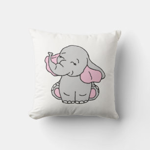 Roze handtekening Elephant Pattern Cartoon Kussen