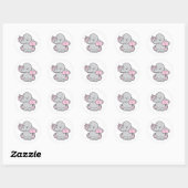 Roze handtekening Elephant Pattern Cartoon Ronde Sticker (Vel)