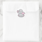 Roze handtekening Elephant Pattern Cartoon Ronde Sticker (Tas)
