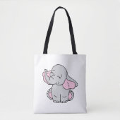 Roze handtekening Elephant Pattern Cartoon Tote Bag (Voorkant)