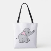 Roze handtekening Elephant Pattern Cartoon Tote Bag (Achterkant)