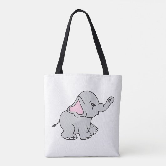 Roze handtekening Elephant Pattern Cartoon Tote Bag (Achterkant)