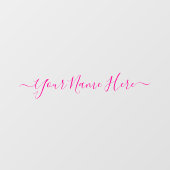 Roze handtekening schone eenvoudige naam script raamsticker (Vel)