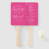 Roze handtekening script huwelijksprogramma handwaaier (Voorkant en achterkant)