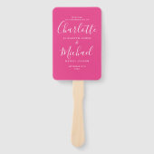 Roze handtekening script huwelijksprogramma handwaaier (Voorkant)