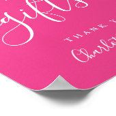 Roze handtekening script kaarten en cadeaus bord poster (Hoek)