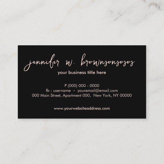 Roze handtekening Soft pastel minimalistisch Visitekaartje (Achterkant)