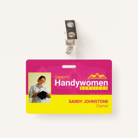 Roze handywomen Business Metal Clip Badge (Voorkant met clip)