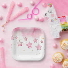 Roze hangende sterren papieren beker papieren bordje