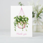 Roze Hanging Basket Greenery Waterverf Bedankt (Staand voorkant)