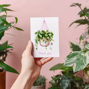 Roze Hanging Basket Greenery Waterverf Bedankt