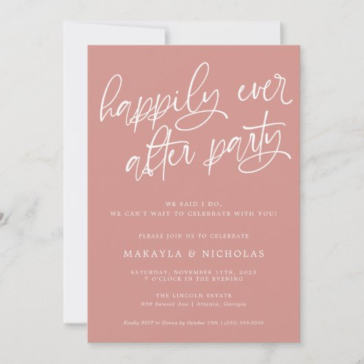 Roze Happily Ever After-feest bruiloftsreceptie Kaart (Voorkant)