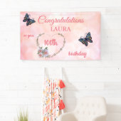  roze Happy 100th Birthday Spandoek (Insitu)