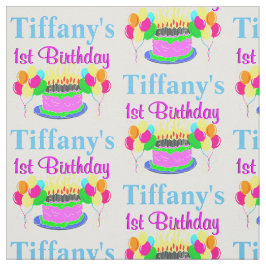  ROZE HAPPY 1ST VERJAARDAG GEPERSONALISEERDE STOF