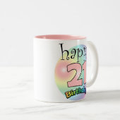 Roze Happy 21st Birthday Tweekleurige Koffiemok (Voorkant rechts)
