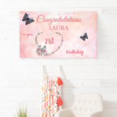  roze Happy 21st verjaardag Spandoek (Insitu)