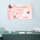  roze Happy 21st verjaardag Spandoek (Beurs)