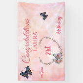  roze Happy 21st verjaardag Spandoek (Verticaal)