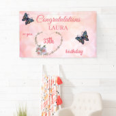  roze Happy 35th Birthday Spandoek (Insitu)