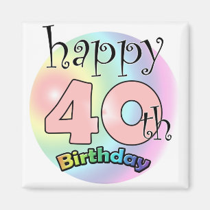 Roze Happy 40th Birthday Magneet