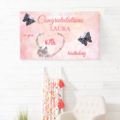 Roze Happy 87th Verjaardag Spandoek (Insitu)