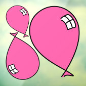 Roze Happy Balloons drie maten raam vastklampen Raamsticker (Vel 3)