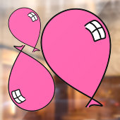 Roze Happy Balloons drie maten raam vastklampen Raamsticker (Vel 2)