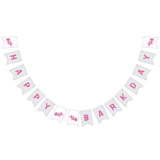 Roze Happy Barkday Bunting Banner Wiener Dog (Alle)