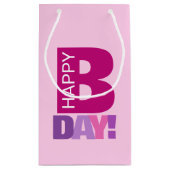 Roze Happy Bday Small Gift Bag Klein Cadeauzakje (Achterkant)
