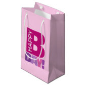 Roze Happy Bday Small Gift Bag Klein Cadeauzakje (Voorkant Gekanteld)