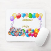 Roze Happy Birthday-ballonnen Muismat (Met muis)