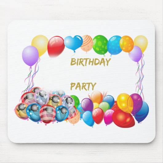 Roze Happy Birthday-ballonnen Muismat (Voorkant)