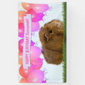 Roze Happy Birthday Balloons Ginger Guinea Pig Ba Spandoek (Verticaal)