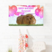 Roze Happy Birthday Balloons Ginger Guinea Pig Spandoek (Insitu)