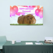 Roze Happy Birthday Balloons Ginger Guinea Pig Spandoek (Beurs)