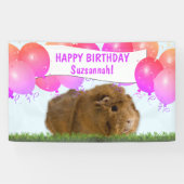 Roze Happy Birthday Balloons Ginger Guinea Pig Spandoek (Horizontaal)