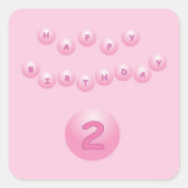 Roze Happy Birthday Balls 2 Vierkante Sticker (Voorkant)