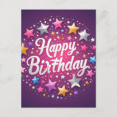 Roze Happy Birthday Briefkaart (Voorkant)