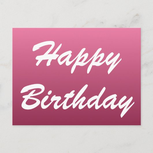 Roze Happy Birthday Briefkaart (Voorkant)