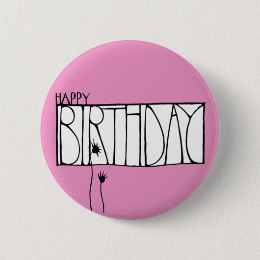 Roze Happy Birthday Button (Voorkant)