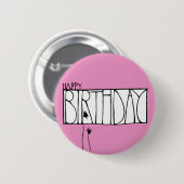 Roze Happy Birthday Button (Voorkant /achterkant)