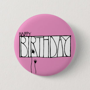 Roze Happy Birthday Button