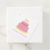 Roze Happy Birthday Cake Gift Label, Meisje Verjaa Bedankjes Labels (In situ)