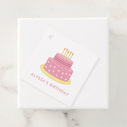 Roze Happy Birthday Cake Gift Label, Meisje Verjaa Bedankjes Labels (In situ)